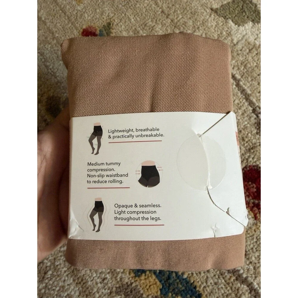 Shapermint Essentials Ultra-Resistant Shaping Tights Tan Size Small